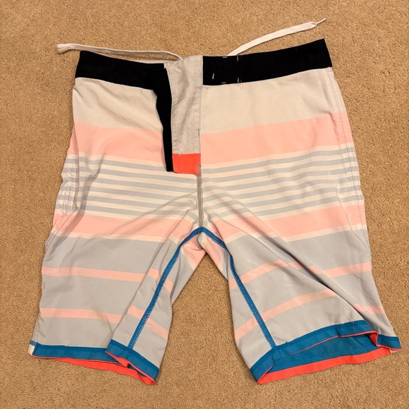 Hurley Phantom Boardshorts Swimwear Mens 32 Beach Surf Summer Striped Grey Blue - Picture 9 of 10